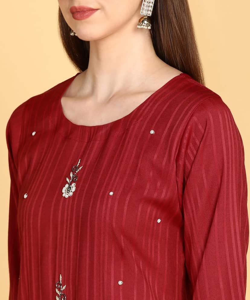 Designer Zardosi Hand Work Embroidery Kurti view 4