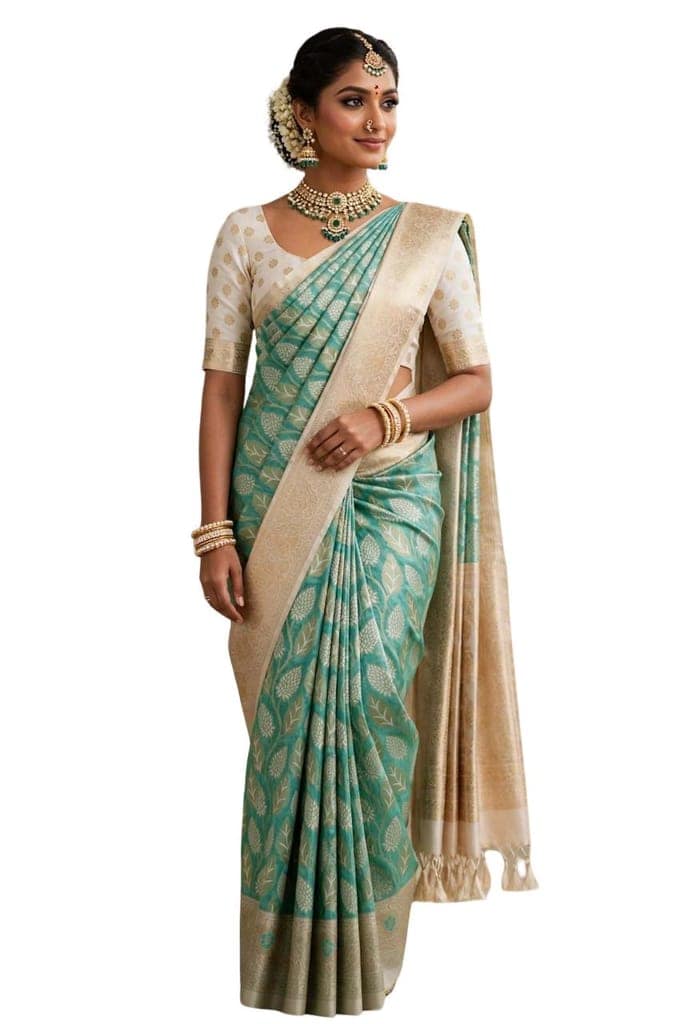 Women’s Woven Saree with Silver Zari Pallu | Elegant Designer Saree for Wedding view 2