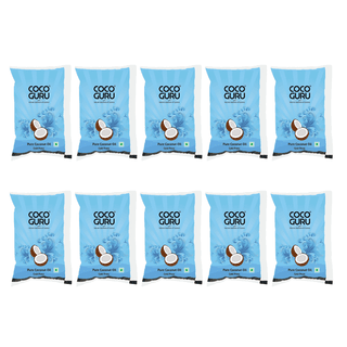 Cocoguru Cold Pressed Coconut Oil - Pouch 1 Litre (Pack of 10)