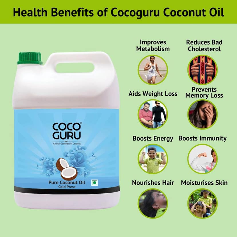 Cocoguru Cold Pressed Coconut Oil - Pouch 1 Litre (Pack of 10) view 6