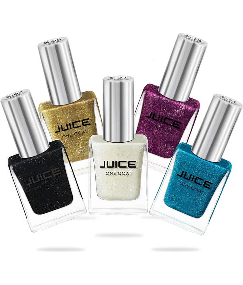 Juice BLACK.GOLD,BLUE,VOILET,MILKY WAY Nail Polish S03,S06,S11,S23,S37 Multi Shimmer Pack of 6 59 mL view 2