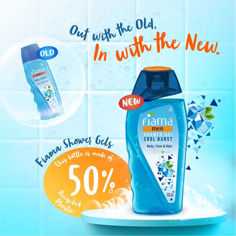 Fiama Men Shower Gel Cool Burst, Body Wash With Skin Conditioners, 250Ml view 2