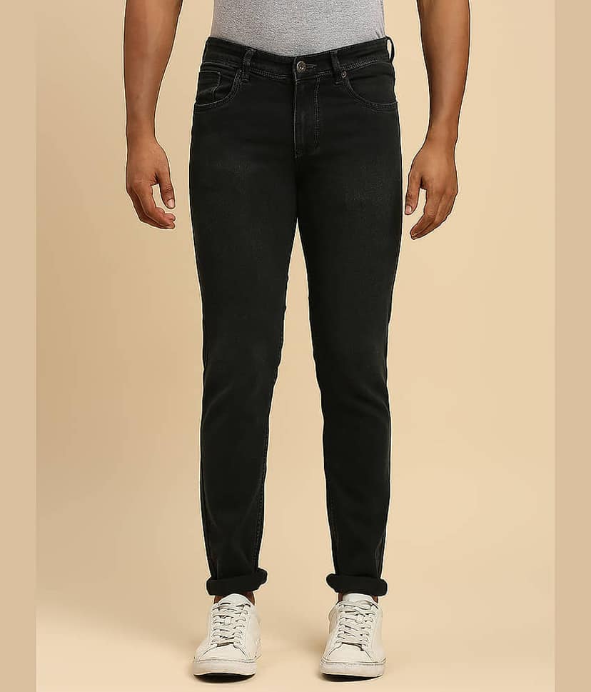 HJ HASASI Slim Fit Acid Wash Men's Jeans - Black ( Pack of 1 )