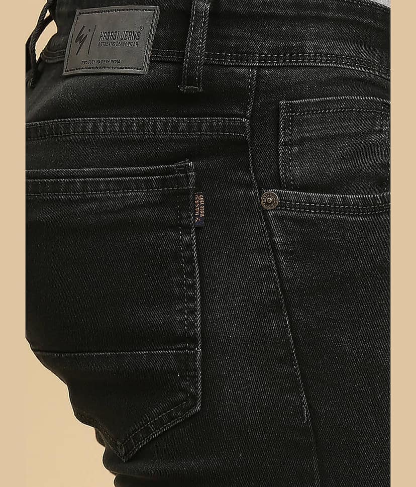 HJ HASASI Slim Fit Acid Wash Men's Jeans - Black ( Pack of 1 ) view 2