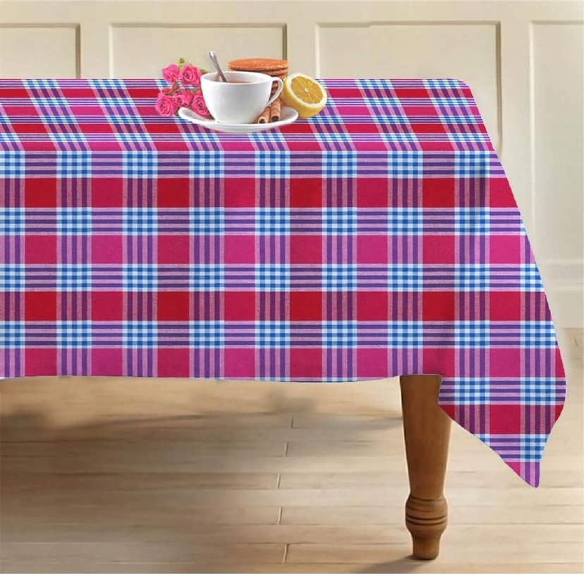 AIRWILL Cotton Designer Checks with Multicolor Combos of 4 Seater Tablecloth, Sized 140cm Width and 140cm Length, Square Shaped. Pack of 1 Piece.