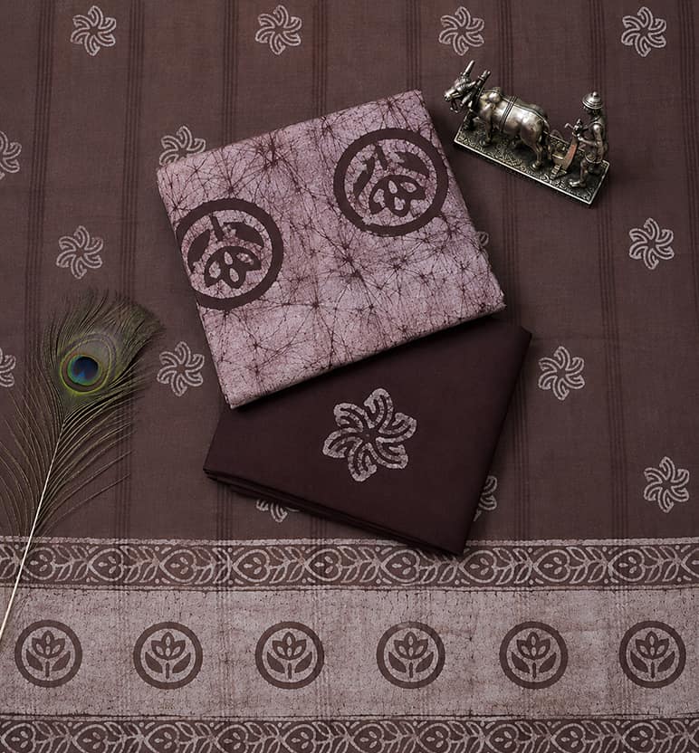 Handcrafted Batik Print Unstitched 3-Piece Cotton Suit Set