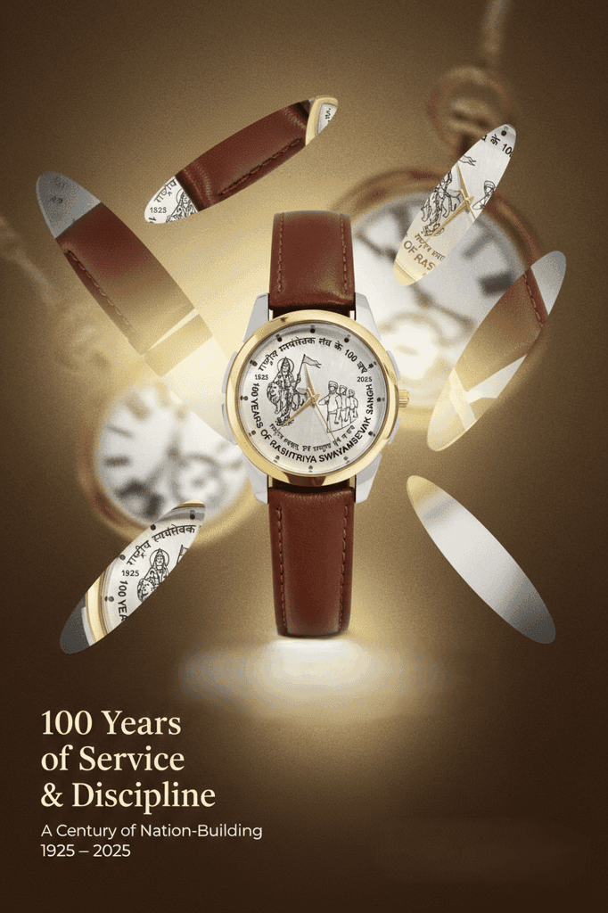 RSS Centenary Legacy Analog Wrist Watch for Men | Celebrating 100 Years of Rashtriya Swayamsevak Sangh (1925–2025) view 4