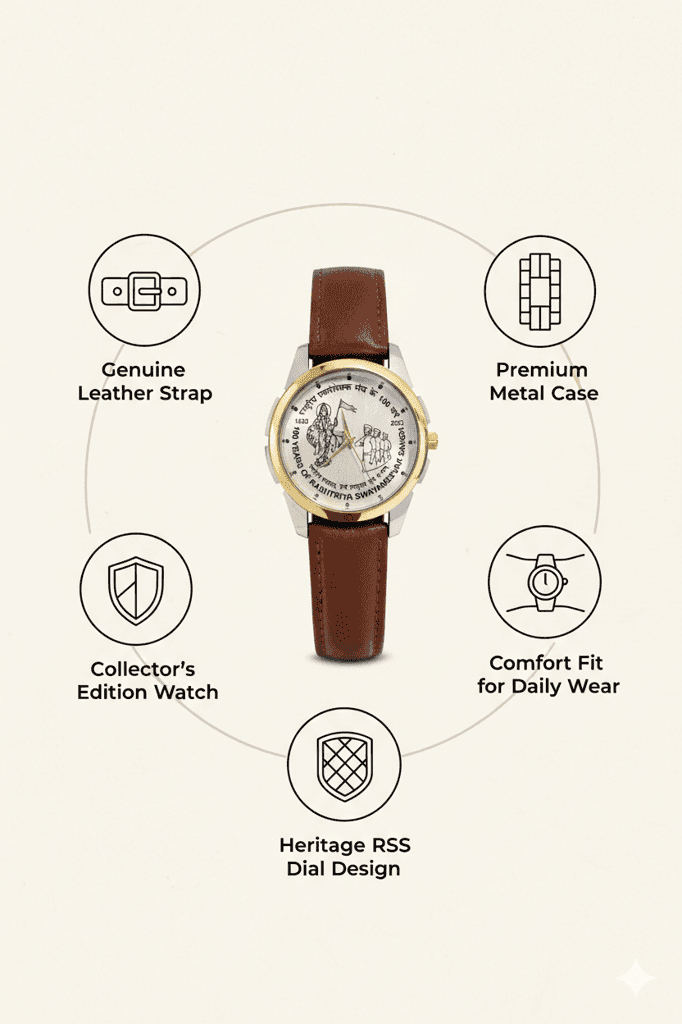RSS Centenary Legacy Analog Wrist Watch for Men | Celebrating 100 Years of Rashtriya Swayamsevak Sangh (1925–2025) view 5