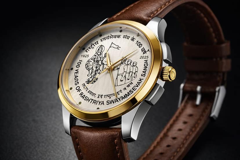 RSS Centenary Legacy Analog Wrist Watch for Men | Celebrating 100 Years of Rashtriya Swayamsevak Sangh (1925–2025) view 9
