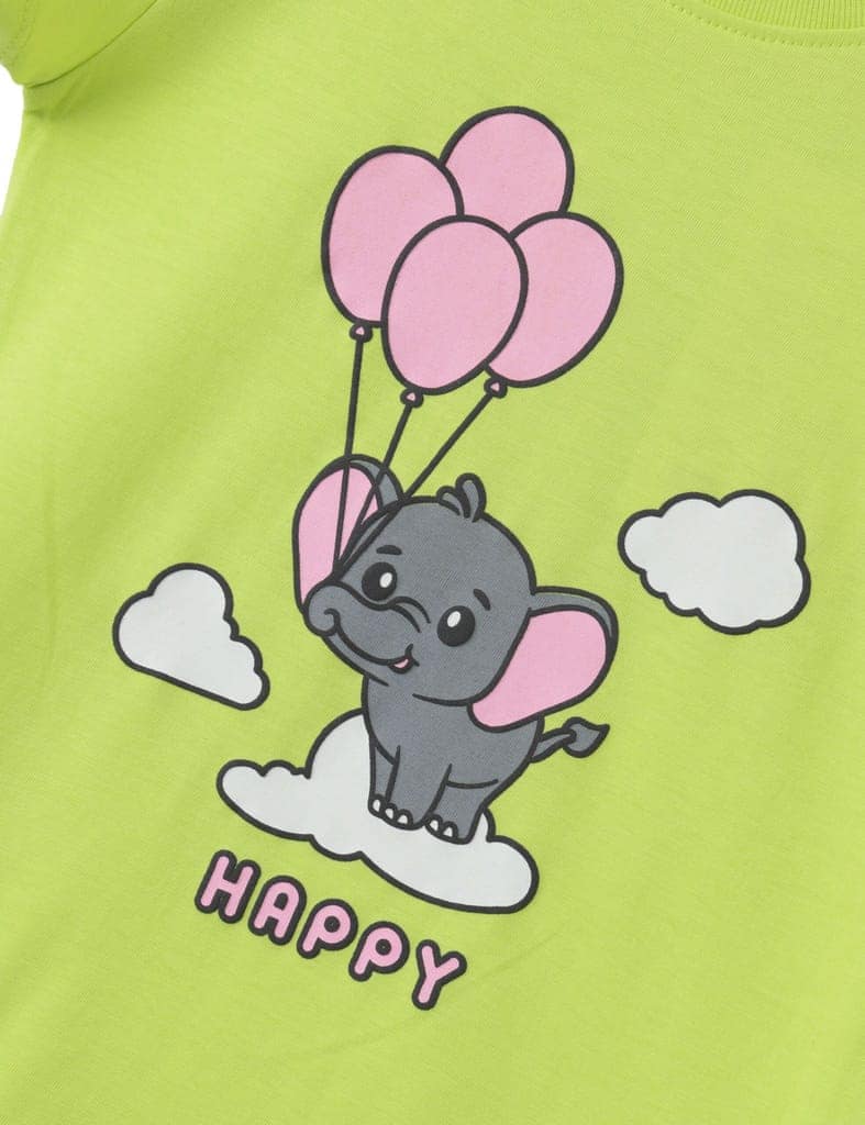 Girls’ T-Shirt Set – Acid Lime, Pink & Blue, Soft Cotton, Ages 2-6(3pcs pack) view 3