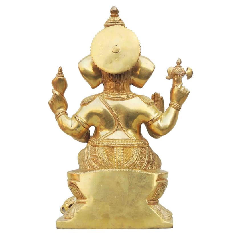Brass Super Fine Showpiece Ganesh Statue (BSMAS154) view 3