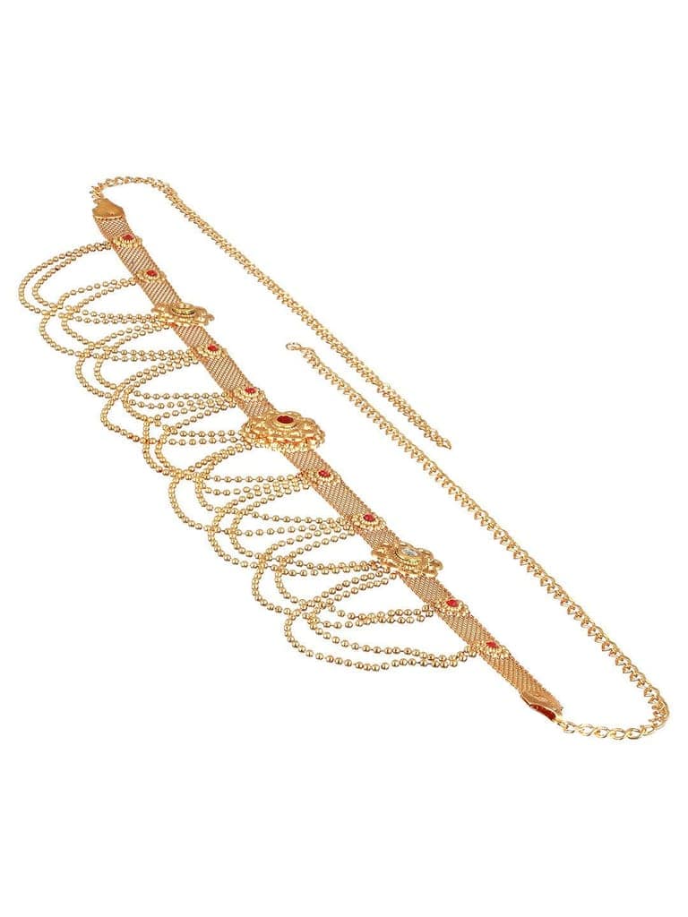 Gold Plated Red Stones Floral Waistchain Kamarbandh view 3