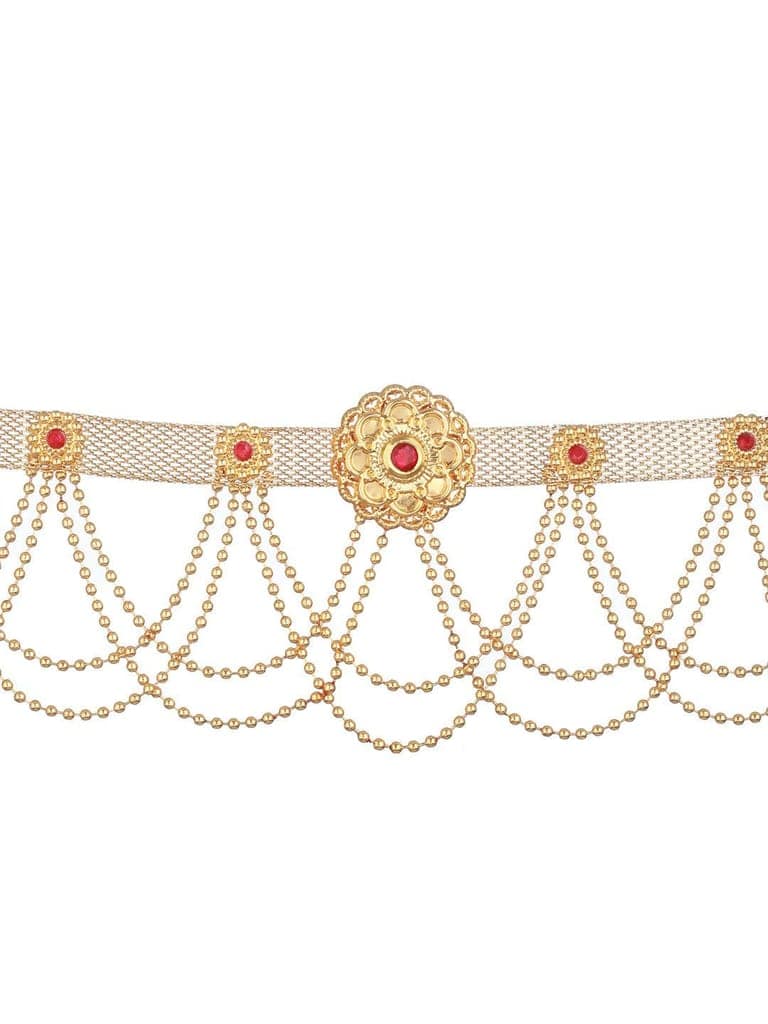 Gold Plated Red Stones Floral Waistchain Kamarbandh view 5