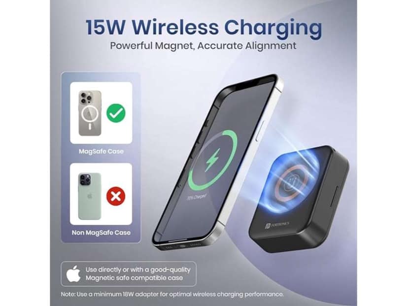 Portronics Smartpod 3 in 1 Wireless Charger with Multifunctional Cable & Cleaning Kit, Makeup Mirror, 60W Type C Cable, Mobile Stand, 5 in 1 Cleaning Kit, 15W Wireless Output, Light Weight view 2