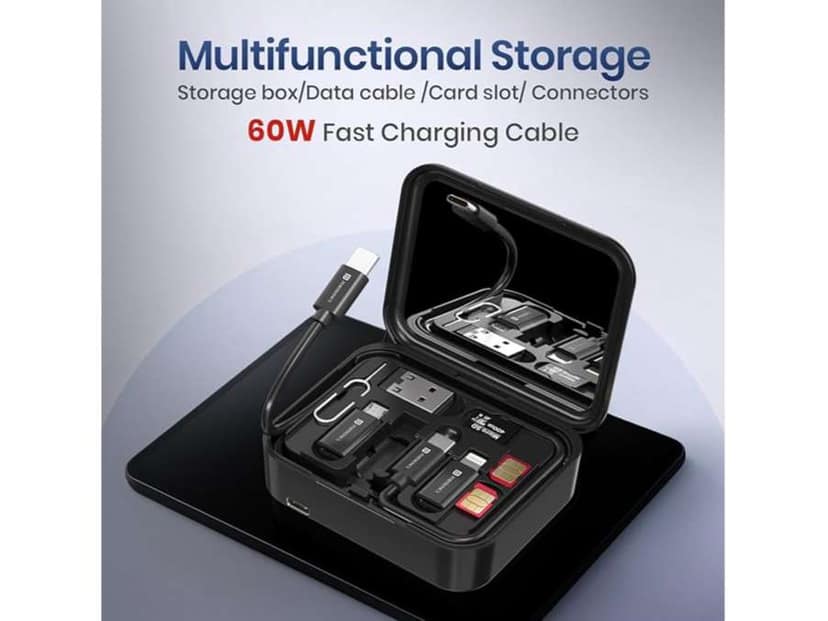 Portronics Smartpod 3 in 1 Wireless Charger with Multifunctional Cable & Cleaning Kit, Makeup Mirror, 60W Type C Cable, Mobile Stand, 5 in 1 Cleaning Kit, 15W Wireless Output, Light Weight view 3