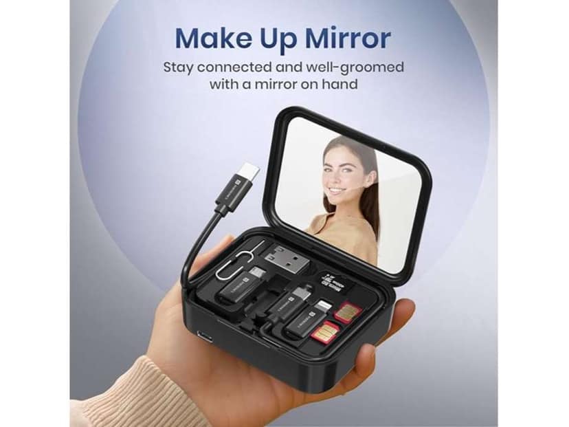 Portronics Smartpod 3 in 1 Wireless Charger with Multifunctional Cable & Cleaning Kit, Makeup Mirror, 60W Type C Cable, Mobile Stand, 5 in 1 Cleaning Kit, 15W Wireless Output, Light Weight view 4