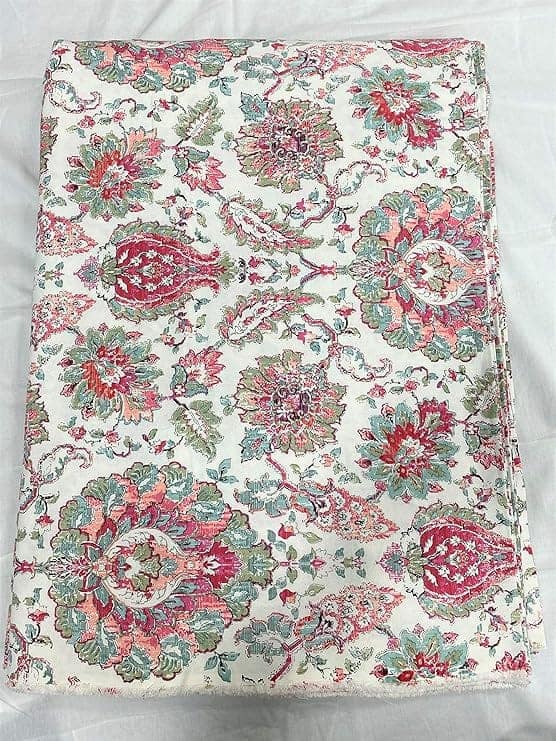 Jaipuri Handmade Floral Printed Fabric view 2