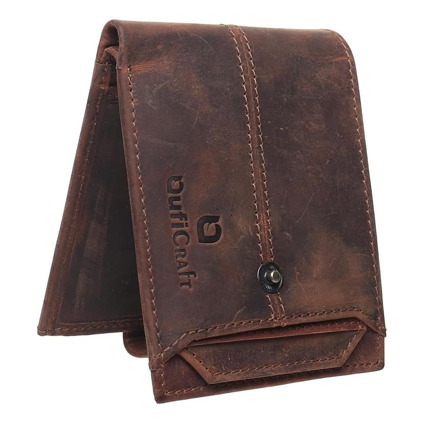 QufiCraft Genuine Leather Wallet | Credit/Debit Card/Slim Minimalist | Office ID for Mens and Boys (11 Card Slots) (Dark Brown) view 4
