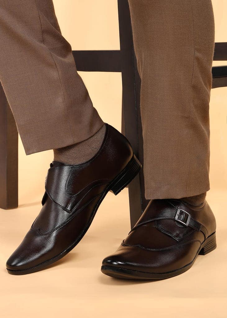 Paragon Men's Brown Formal Shoes with Buckle| Durable & Sturdy for Outdoor Wear view 8