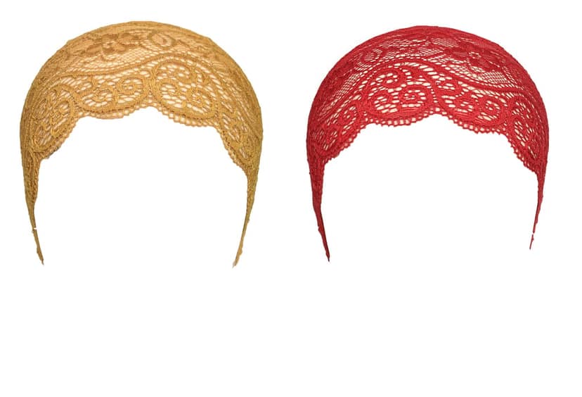 Girls and Womens Hijab Cap Hijab Headband, Under Hijab Scarf Golden and Dark Red Naqab Head Scarf (2 pcs)
