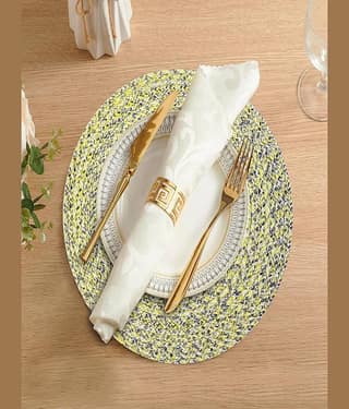 LADLI JEE Polyester Textured Round Table Mats ( 38 cm x 38 cm ) Pack of 1 - Multi