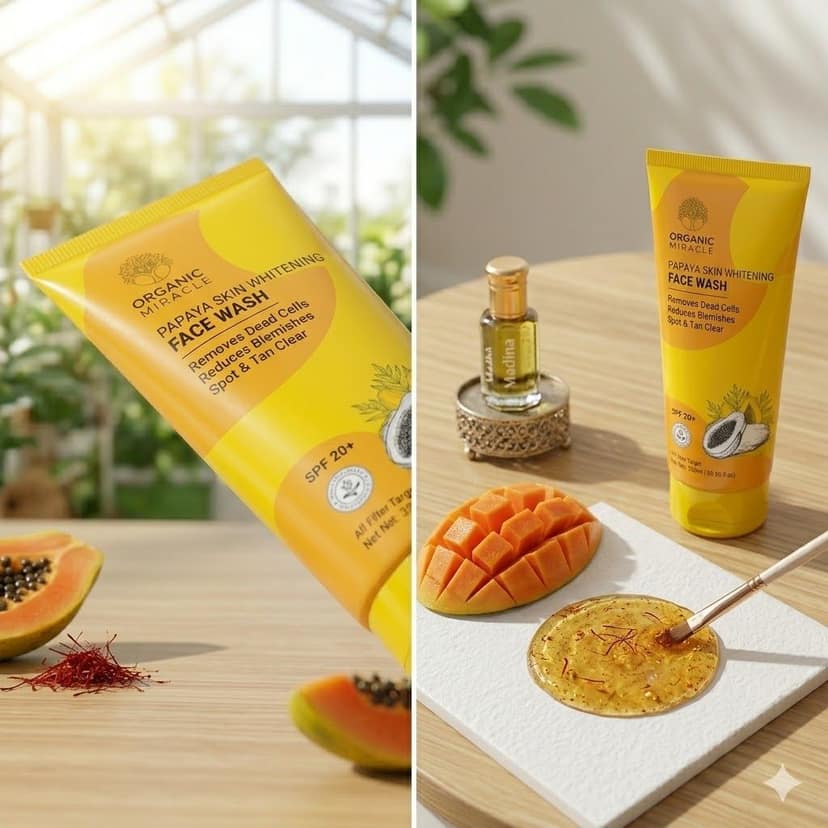 Elegantra Papaya Skin Brightening Face Wash 100ml each Pack of 2 | Anti-Pigmentation Face Cleanser for Dark Spots, Tan Removal, Uneven Skin Tone & Glowing Skin | Deep Cleansing Papaya Face Wash view 6