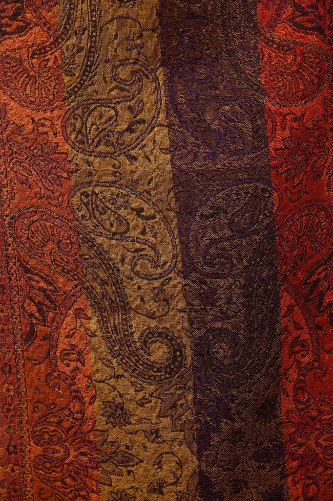 Antelope Reversible Jamawar Scarf from Amritsar with Woven Paisleys view 4