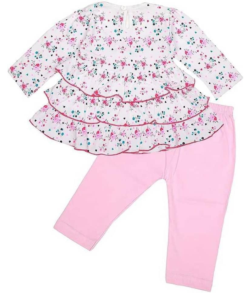 NammaBaby Baby Girls Cotton Blend Dresses ( Pink ) view 2