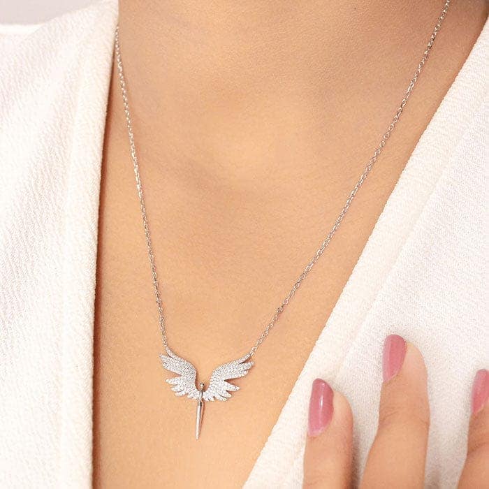 Silver Mystic Angel Necklace view 2