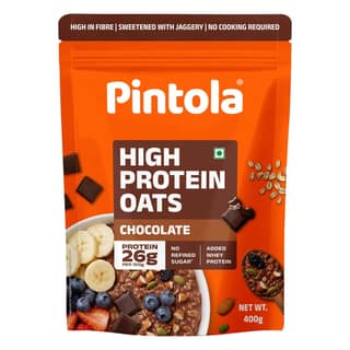 Pintola 26g High Protein Oats, Dark Chocolate, Oats for Weight Loss & Breakfast Cereals Pouch 400g