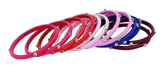 Set of 24 Colorful Silk Thread Bangles with Rhinestone Accents view 3