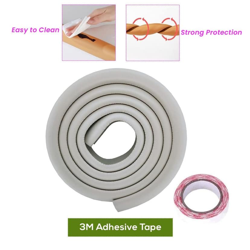 Safe-O-Kid' (Set of 2), Soft Cushioned 6.4 Ft / 2 Mtr Long Edge Guards with Strong 3M Adhesive, Safety for Sharp Edges for Babies- Grey view 2