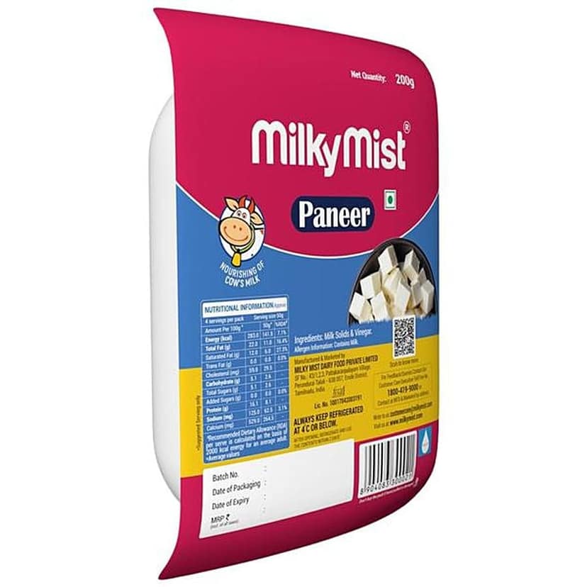 Milky Mist Paneer, Rich In Protein, Calcium, Excellent Taste, 200 G Pouch view 2