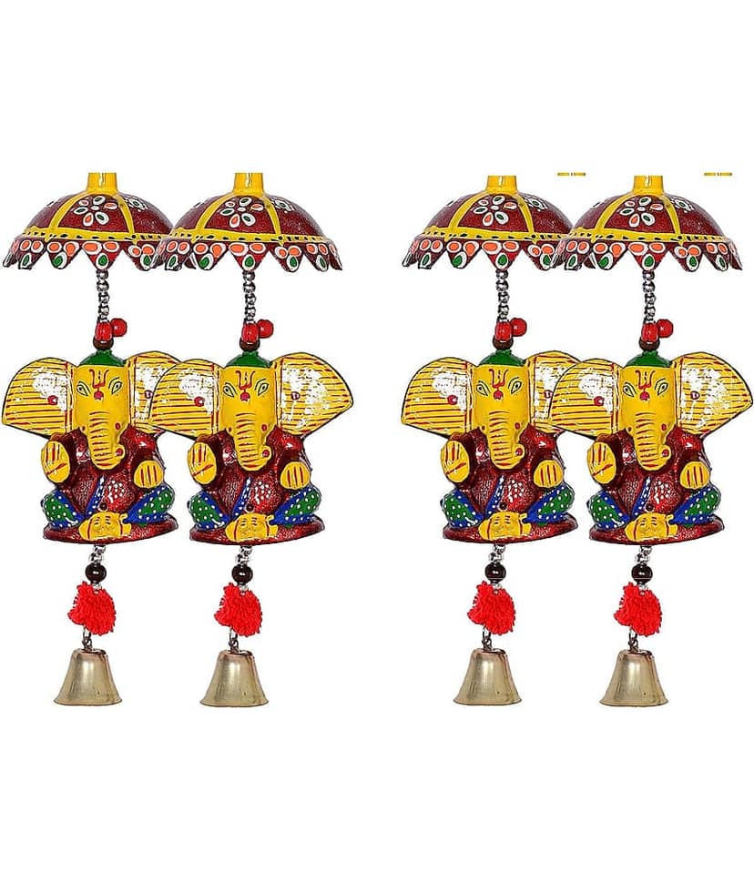 Fashion Bizz 2 Pair 'Decorative Ganesha Bell | Jhalar Ganesh| Decorative Showpiece - 20 cm