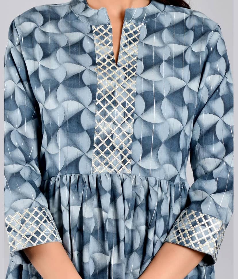 ZAMAISHA - Blue Rayon Women's A-line Kurti ( Pack of 1 ) view 2