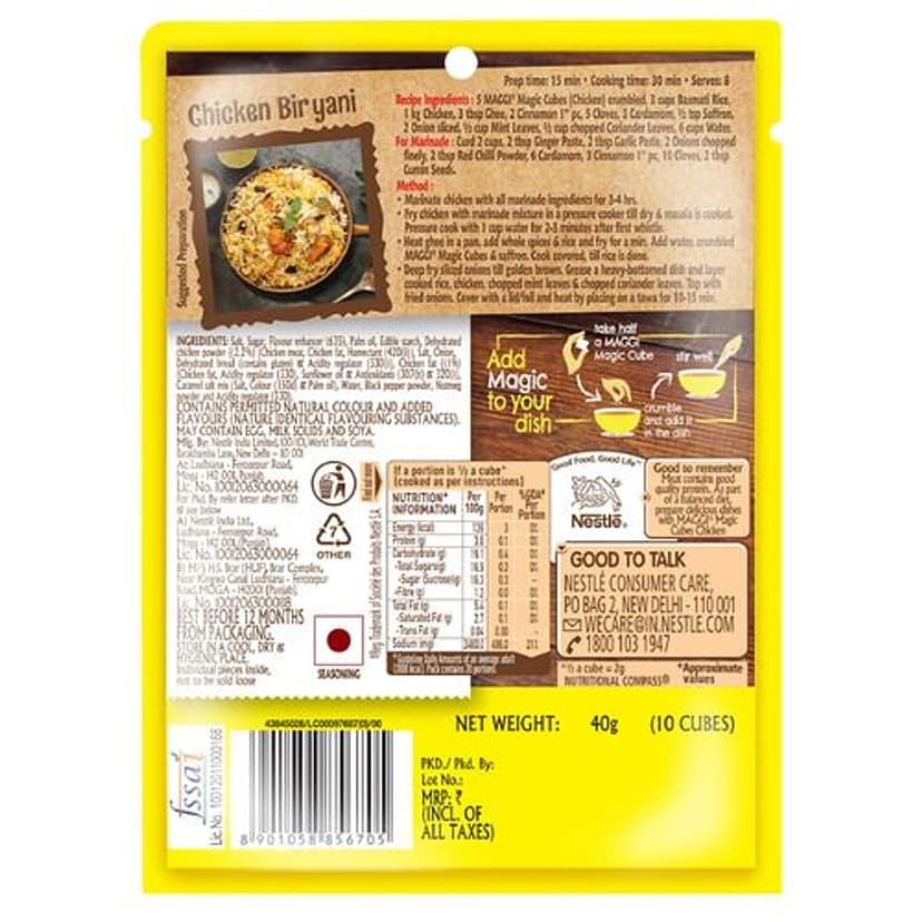 Maggi Magic Cube - Chicken Masala, Adds Flavour To A Variety Of Dishes, 40 G (Pack Of 10) view 2