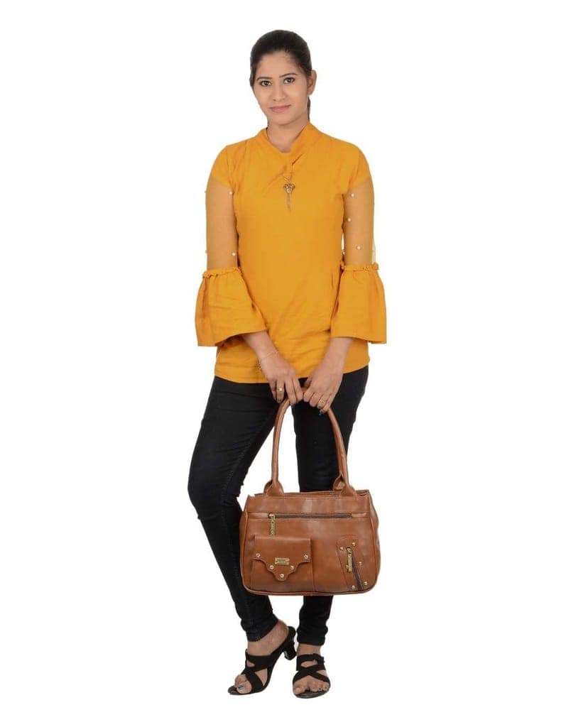 TASCHEN Women Casual Travel/Office Handbag (tan) view 8
