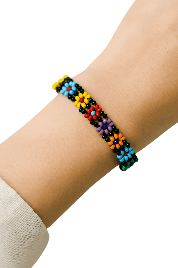 Colorful Daisy Chain Bracelet - Handmade Beaded Jewelry view 2