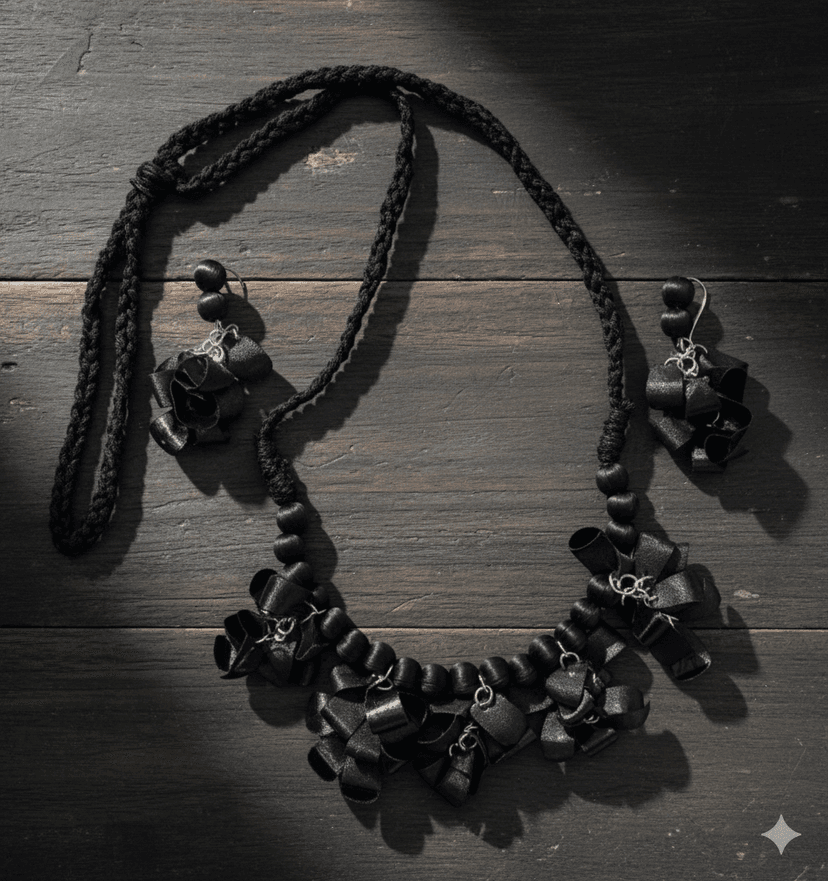 Half Round Papri Necklace & Earring Set view 2
