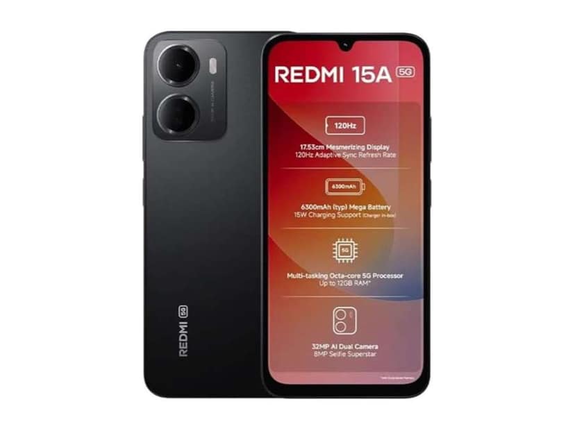 Redmi 15A 5G Smartphone, 6GB RAM, 128GB Storage - Ace Black