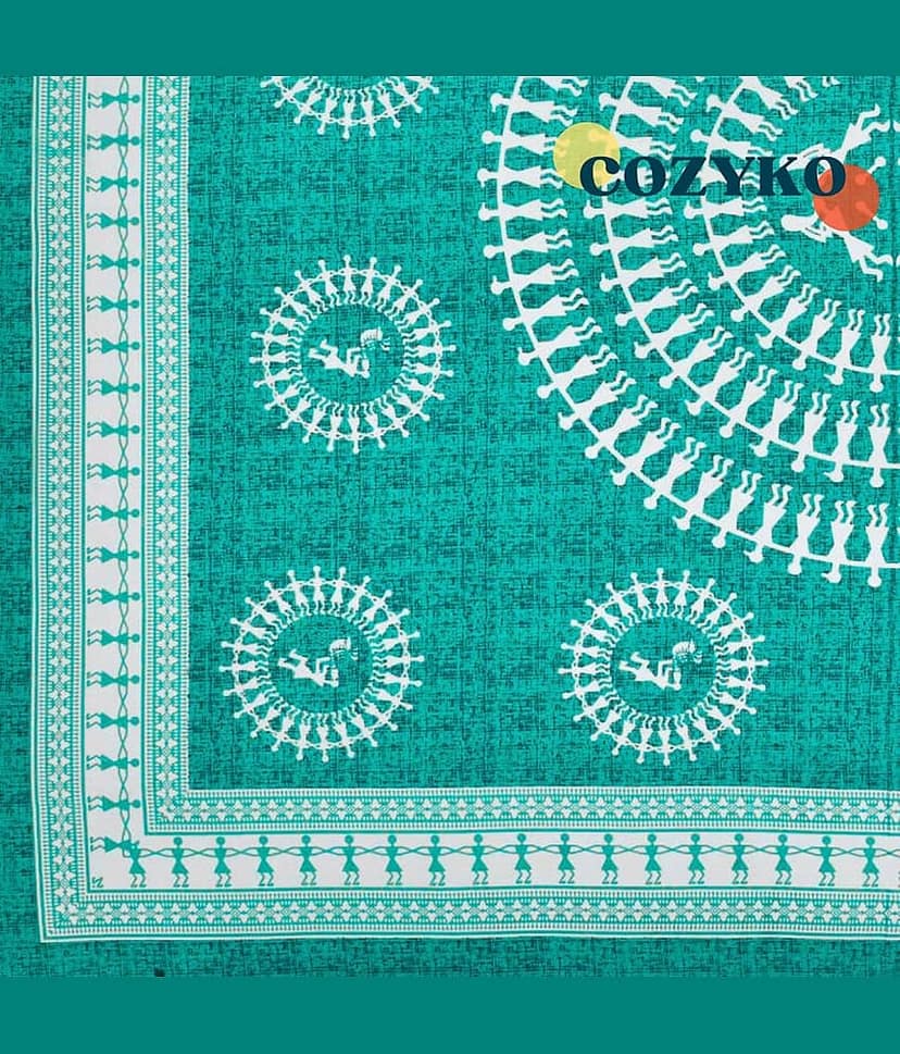 COZYKO Cotton 1 Single Bedsheet with 1 Pillow Cover ( Green ) view 2