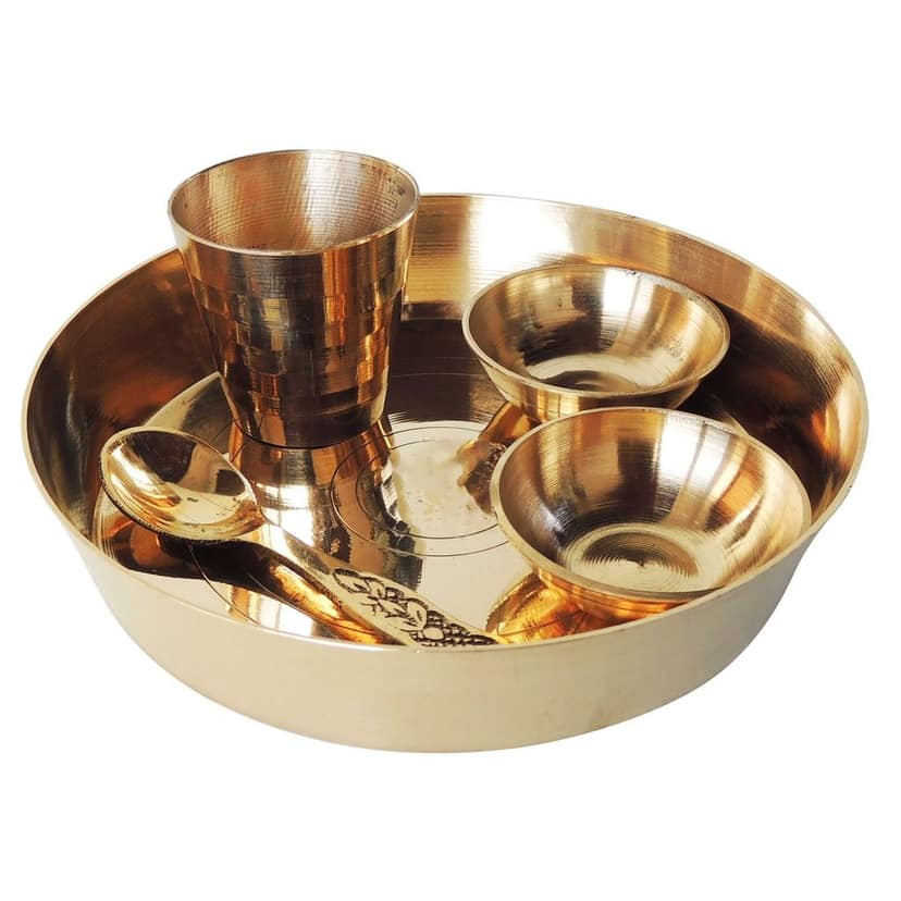 Brass Laddu Gopal Thali Set (ZMAS460 G) view 3