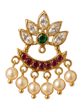 Traditional Gold Plated Kundan & Pearl Drop Earrings for Women view 3