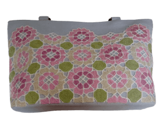 Hand Embroidered Floral Pattern Tote Bag