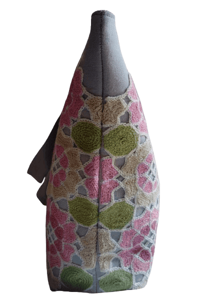 Hand Embroidered Floral Pattern Tote Bag view 2