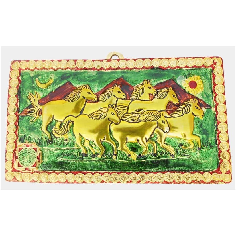 Aluminium Horse Wall Hanging Showpiece For Living Room Decor, Height : 7 Inch (ASMAS351 G) view 2