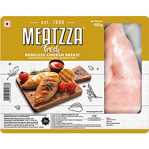Meatzza Fresh Boneless Chicken Breast, 500 g