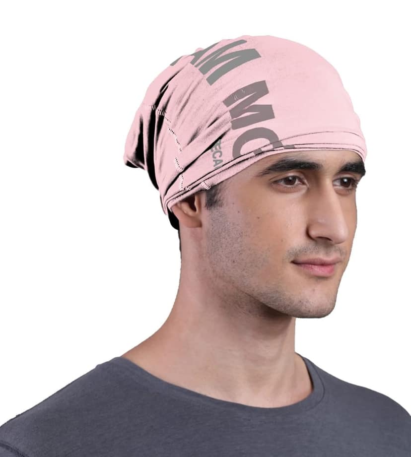 FREECULTR Unisex Bamboo Bandana, Anti Microbial Super Soft & Comfort Fit, Breathable Multipurpose Headband, Face Mask for Dust Protection and Sun - Printed Pack of 2-Chalk Blue,Pastle Peach view 3