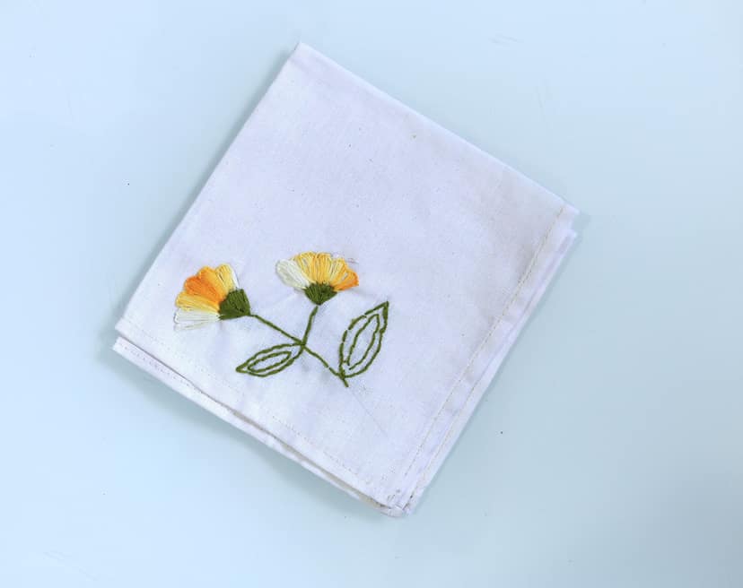 Set of 4 Hand Embroidered Floral Handkerchief view 6