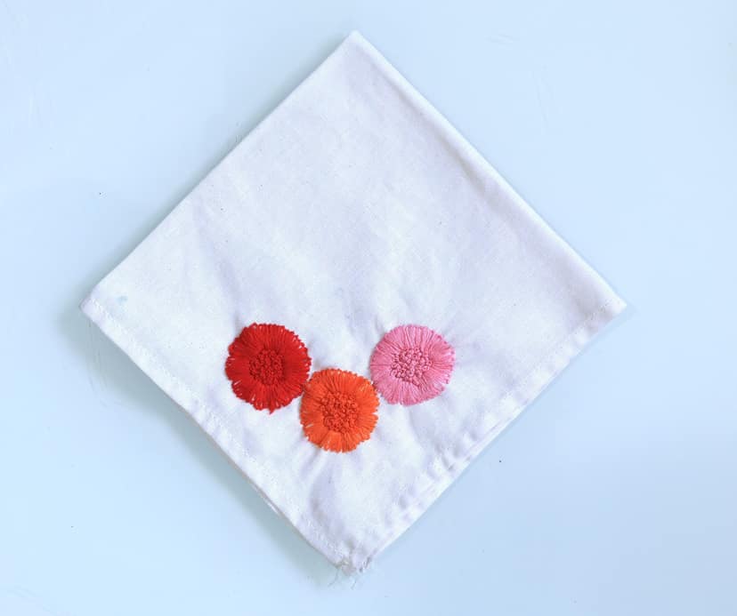 Set of 4 Hand Embroidered Floral Handkerchief view 7